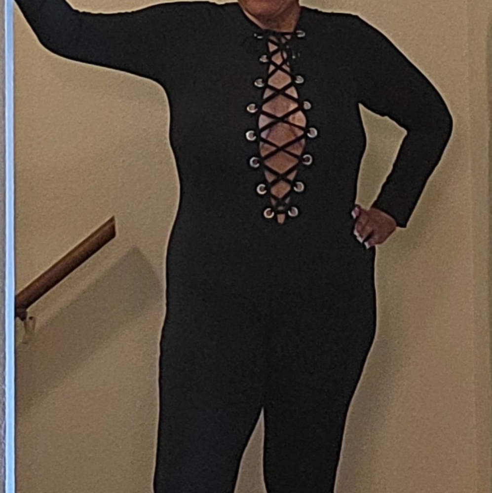 Black Stretch fabrication Lace Front Jumpsuit